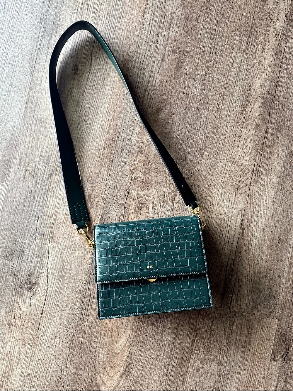 JW PEI Flap Crossbody - Dark Green Croc